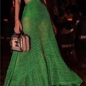 Green bohemian see through maxi dress